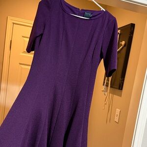Gabby Skye Purple Fit and Flare Midi Dress